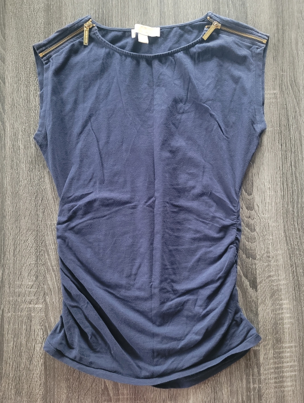Michael Kors Zipper Sleeve Navy Top